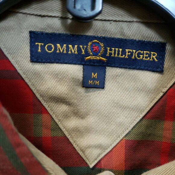 Tommy Hilfiger Mens Dress Shirt Size M Red Green Long Sleeve Cotton - Picture 3 of 8